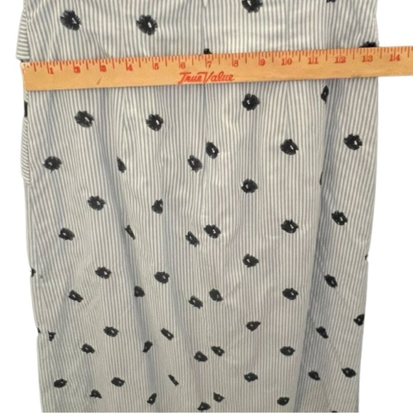 White and Blue Ruched Pencil Skirt Knee-Length - Picture 5 of 7